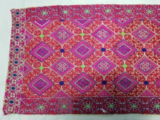 Pillow-Cover,Swat Valley(Pakistan). India.Cotton embroidered with floss silk.C.1900.Its size is 39cmx82cm(20171229_155457 New).                      