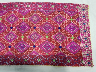 Pillow-Cover,Swat Valley(Pakistan). India.Cotton embroidered with floss silk.C.1900.Its size is 39cmx82cm(20171229_155457 New).                      