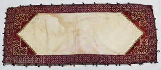 Pillow-Cover,Swat Valley(Pakistan). India.Cotton embroidered with floss silk.with woolen Braiding and Tassels.C.1900.Its size is 40cmx80cm(20171229_155707 New).                  