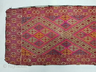 Pillow-Cover,Swat Valley(Pakistan). India.Cotton embroidered with floss silk.with woolen Braiding and Tassels.C.1900.Its size is 47cmx97cm(20171229_155850 New).                  