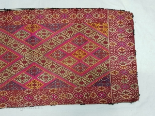 Pillow-Cover,Swat Valley(Pakistan). India.Cotton embroidered with floss silk.with woolen Braiding and Tassels.C.1900.Its size is 47cmx97cm(20171229_155850 New).                  