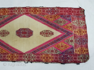 Pillow-Cover,Swat Valley(Pakistan). India.Cotton embroidered with floss silk.with woolen Braiding and Tassels.C.1900.Its size is 47cmx97cm(20171229_155850 New).                  