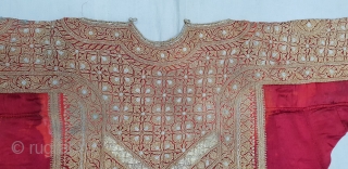 Abha Dress (Women’s) Real Zari Embroidery on the Gajji-Silk, From Kutch Gujarat. India.C.1900.Rare Costume(20181206_162507).                   