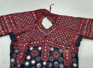 Ceremonial Women's Blouse (Kapada) FIne Mutwa Embroidery From Kutch Gujarat India.Silk Embroidery on the Silk, With fine mirror work. This were Traditionally used mainly Mutwa Sayed Khatri Community of Kutch Gujarat India.C.1900  ...