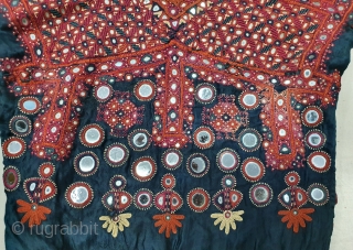 Ceremonial Women's Blouse (Kapada) FIne Mutwa Embroidery From Kutch Gujarat India.Silk Embroidery on the Silk, With fine mirror work. This were Traditionally used mainly Mutwa Sayed Khatri Community of Kutch Gujarat India.C.1900  ...