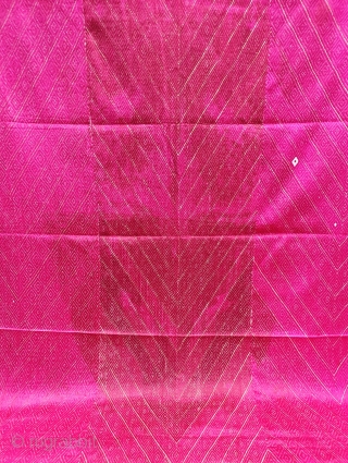 Phulkari From West(Pakistan)Punjab.India.known As Wedding Thirma(Pink)Bagh. Showing the Rare Influence of Wave Design from Garden Embroidery of Punjab. c.1900 Its size is 140cmX245cm(20201222_163800).          