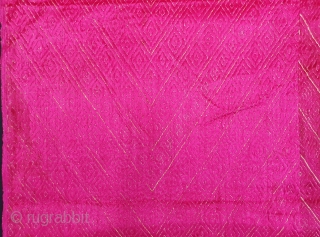 Phulkari From West(Pakistan)Punjab.India.known As Wedding Thirma(Pink)Bagh. Showing the Rare Influence of Wave Design from Garden Embroidery of Punjab. c.1900 Its size is 140cmX245cm(20201222_163800).          
