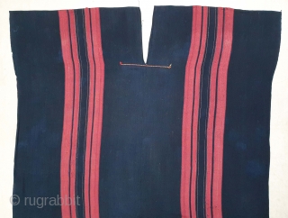 Indigo Blue (natural Dye) Cotton costume From Chin Hills (Chin Hills are a range of mountains in Chin State, northwestern Burma (Myanmar), that extends northward into India's Manipur state) North-East India. India.  ...