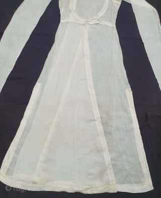 Angarkha(Coat) Very fine Muslin Cotton with Applied work, From Uttar Pradesh. North-India. India.C.1900.Worn by Royal Nawab Muslims Family Of Lucknow(20201226_145930).             