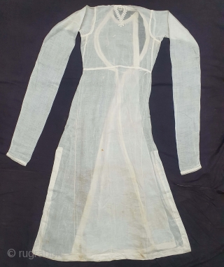 Angarkha(Coat) Very fine Muslin Cotton with Applied work, From Uttar Pradesh. North-India. India.C.1900.Worn by Royal Nawab Muslims Family Of Lucknow(20201226_145930).             
