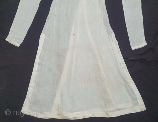 Angarkha(Coat) Very fine Muslin Cotton with Applied work, From Uttar Pradesh. North-India. India.C.1900.Worn by Royal Nawab Muslims Family Of Lucknow(20201226_145930).             