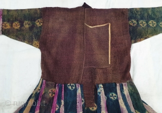 Thigma Tie and Dye Costume (Coat) of Zanskar women's from Ladakh. India. It’s Pure Indigo Blue colour and other natural colours has been used. Made from yaks Wool.This Type of Tie and  ...