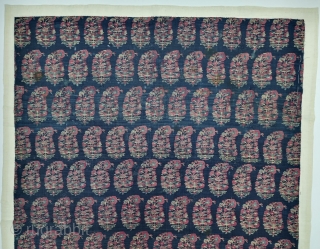 An Unique And Rare Indigo Blue Ground Color, Jaipuri Kani Jamawar Fragment From Kashmir, India.

C.1810-1825.

Its Size is 77cmx107cm.

Butas size is 6cmX9cm (20231222_130239).           