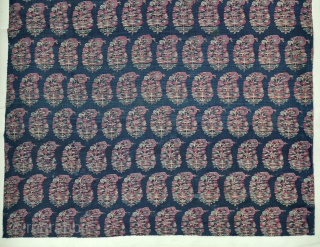 An Unique And Rare Indigo Blue Ground Color, Jaipuri Kani Jamawar Fragment From Kashmir, India.

C.1810-1825.

Its Size is 77cmx107cm.

Butas size is 6cmX9cm (20231222_130239).           