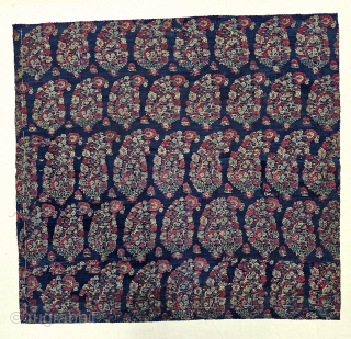 An Unique And Rare Indigo Blue Ground Color, Jaipuri Kani Jamawar Fragment From Kashmir, India.

C.1810-1825.

Its Size is 57cmx60cm.

Butas size is 7cmX10cm (20241223_134851).           