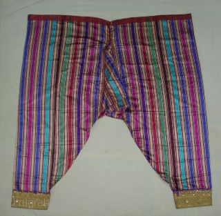Mashru Trouser,Silk and Satin weave,Centers were Embroidered with Gold Wrapped Thread ,From Gujarat India.Its size is L,100cm,W85cm(DSC08658 New).               