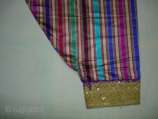 Mashru Trouser,Silk and Satin weave,Centers were Embroidered with Gold Wrapped Thread ,From Gujarat India.Its size is L,100cm,W85cm(DSC08658 New).               