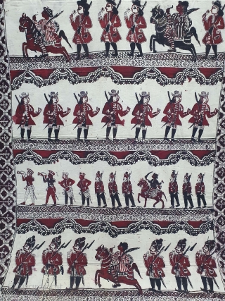 Figurative Kalamkari, Hand-Drawn,  Mordant- And Resist-Dyed Cotton, From masulipatnam South India. India. C.1870-1900. Its size is 115cmX218cm (20210103_130838).              