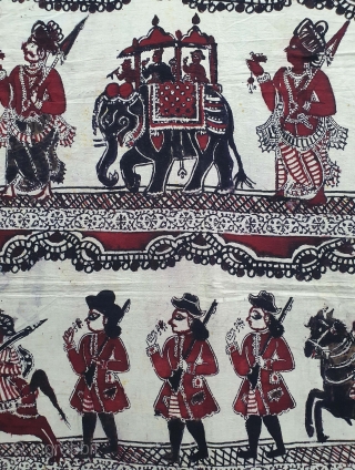 Figurative Kalamkari, Hand-Drawn,  Mordant- And Resist-Dyed Cotton, From masulipatnam South India. India. C.1870-1900. Its size is 115cmX218cm (20210103_130838).              