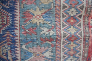  Ca. 1875 Shirvan , 3'3" x 5' 2". It is evenly low with the problems all visible. No rot, stains or weaknesses. Not washed. Just solid, pretty colors and none of  ...