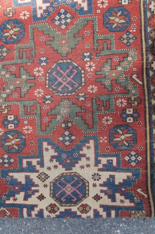 Antique Derbend carpet, Ca. 1875. 4'10" x 9' 10" with a smooth, regular weave. It has a wide range of good colors including a pumpkin orange, medium and dark blue, an acorn  ...