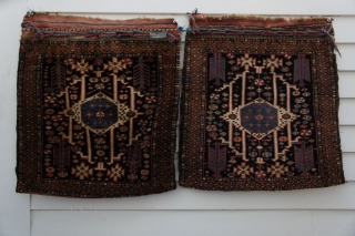 This is a separated pair of late 19th C. Kurdish bags in the esteemed design of the famous McMullan example. Even later versions like this pair in the design are still quite  ...