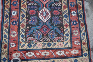 19th C. N W Persian Kurdish runner, 44" x 14'2". Cotton foundation with rich and natural colors including a soft aubergine.  The rug is straight but varies a wee bit in  ...
