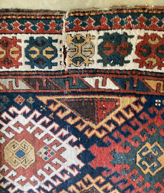 Antique Caucasian (Gendje?) 3'6" x 10'11". Good pile for age with one slit a few inches long (see photo). Contact me directly at l_g_gerber@yahoo.com         