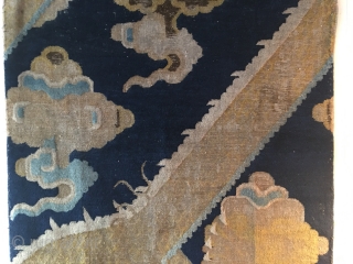 Early 18th c Ning Xia pillar rug fragment with great charisma. in two parts and missing its head.               