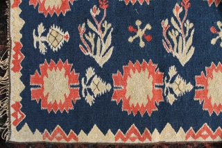 This is perhaps a Swedish textile, 70x44 cm. dating to late 19th. c. I bought it together with a late Scanian tapestry, It has linen warps and the colours looks organic. The  ...