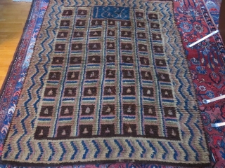 Antique, probably Finnish, ryijy rug, dated 1836, god condition, most wear on the back side, 187x147 cm.                