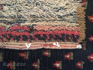 Antique Finnish double sided ryijy rug, 184x142 cm, made 1815-1825. Rug is restored, the work is done on the white back side. Rug is in good condition, it has a few old  ...