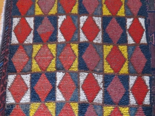 Old Central Asian sleeping rug, 228x99 cm. I´m not sure about the colours, there could be some chemicals in some of them. Some wear, but a very nice good looking rug.  