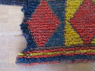 Old Central Asian sleeping rug, 228x99 cm. I´m not sure about the colours, there could be some chemicals in some of them. Some wear, but a very nice good looking rug.  