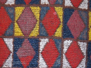 Old Central Asian sleeping rug, 228x99 cm. I´m not sure about the colours, there could be some chemicals in some of them. Some wear, but a very nice good looking rug.  