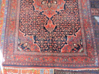 Bidjar rug, 232x143, made around 1930. Very good condition with just very little wear and one restored corner and another just slightly damaged. Nice colours and patina. Difficult to take good photos  ...