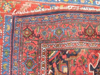Bidjar rug, 232x143, made around 1930. Very good condition with just very little wear and one restored corner and another just slightly damaged. Nice colours and patina. Difficult to take good photos  ...
