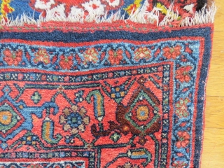 Bidjar rug, 232x143, made around 1930. Very good condition with just very little wear and one restored corner and another just slightly damaged. Nice colours and patina. Difficult to take good photos  ...