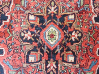 Bidjar rug, 232x143, made around 1930. Very good condition with just very little wear and one restored corner and another just slightly damaged. Nice colours and patina. Difficult to take good photos  ...