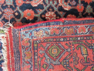Bidjar rug, 232x143, made around 1930. Very good condition with just very little wear and one restored corner and another just slightly damaged. Nice colours and patina. Difficult to take good photos  ...