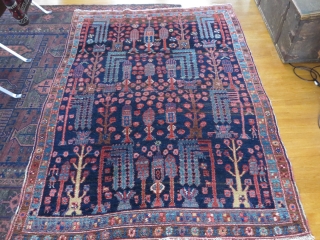 NW Persian tree rug, 1910-1930, probably Kurdish and perhaps Kolyai, 186x138 cm. cotton warps, very good condition and nice colours. Sides looks original.          