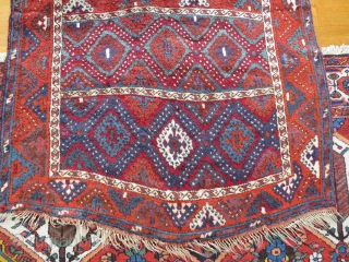 Antique East Anatolian rug in good condition, some small repairs and minor mothing. 250x127 cm. Long shiny wool and nice colours.            
