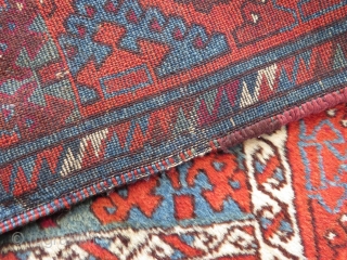 Antique East Anatolian rug in good condition, some small repairs and minor mothing. 250x127 cm. Long shiny wool and nice colours.            