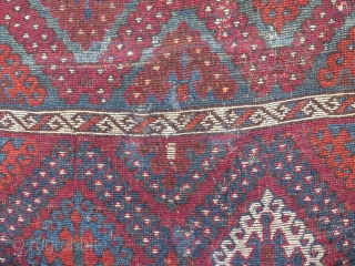 Antique East Anatolian rug in good condition, some small repairs and minor mothing. 250x127 cm. Long shiny wool and nice colours.            