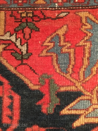 Antique Mishan Malayer rug,1910-1925, 153x113 cm. It´s very thin and has high knot density, the surface is like velvet. Rug has about nine small holes and has lost its knots in one  ...