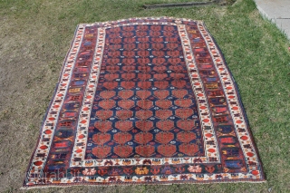 High quality rug NV Persia late 19th c. 203x147. Intense dyes and the best Kurdish wool, just a little corrosion and selvedge over binding.         