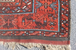 So called Timuri, main carpet, 230x170 cm. A lot of good pile but partially hard wear. All good colours, nice wool and some corrosion. A very interesting rug for little money.  