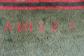 Antique rya, or riya, rug, dated A N 1829, the N is turned around, so it may be a Russian letter, or just a misstake, perhaps it was ment to be ANO?  ...