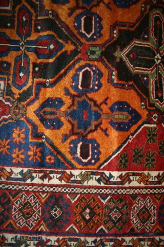 Nomadic Bakhtiari rug, 277x165-173 cm, about 1920. Sides and ends not original. Organic colours. Shiny wool and a beauty. Published by Peter Willborg in the book; Chahar Mahal, village, workshop & nomadic  ...