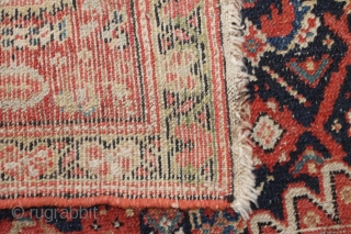 Antique Persian rug, 450x196-205, published in JP Willborgs book Hamadan, as plate 22, attributed to Bibikabad and dated 1840-1880. Low in the middle and more pile in the borders, all good colours,  ...